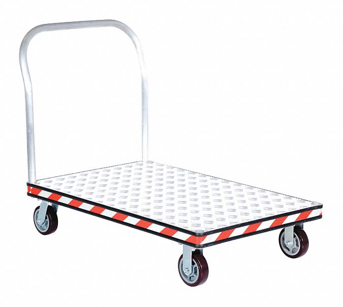 PLATFORM TRUCK, SILVER, 30 IN W X 39¼ IN H X 48 IN L, 3,600 LB LOAD CAPACITY, REMOVABLE RAISED HANDLE