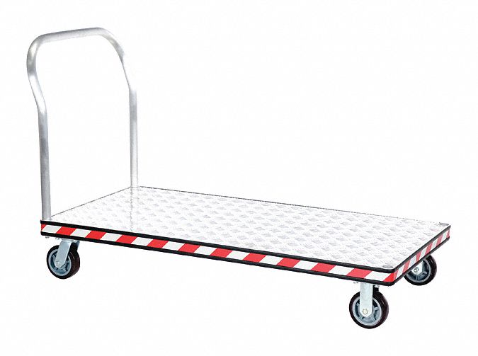 PLATFORM TRUCK, SILVER, 30 IN W X 39¼ IN H X 60 IN L, 3,600 LB LOAD CAPACITY, REMOVABLE RAISED HANDLE