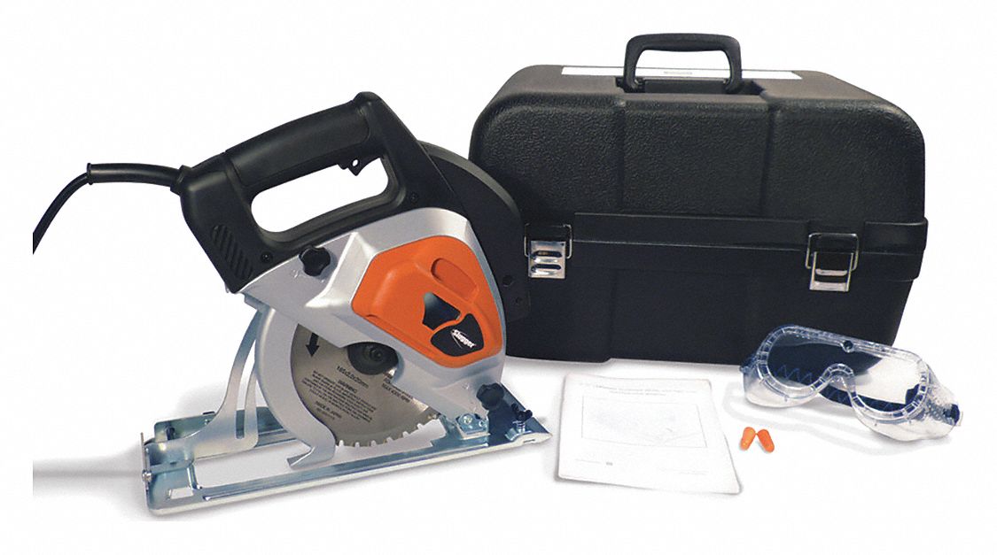 Circular Saw: 7 1/4 in Blade Dia., 12 A Current, Right, Right, 0°to 45°, 0° Bevel Angle - Min