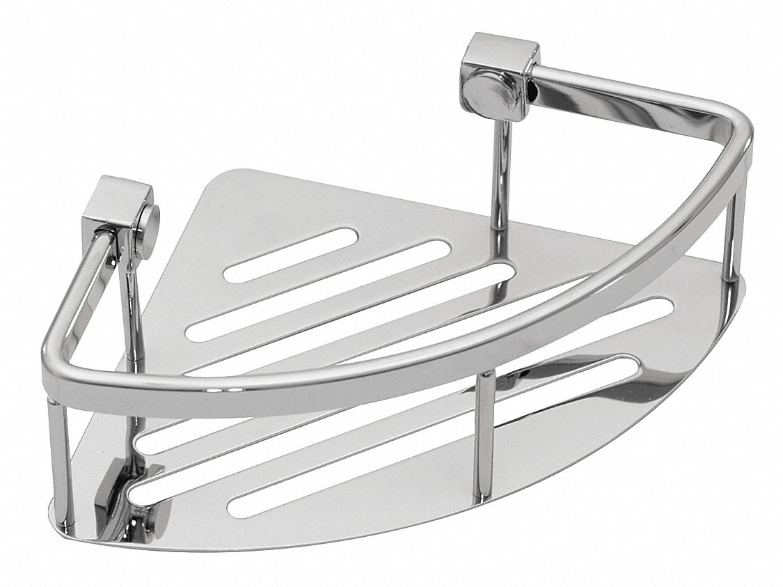 WINGITS Corner Shower Basket 8 in Wd, 6 in Dp, Stainless Steel, Polished 34TF68WCONCBPS8
