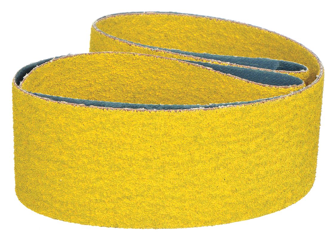 Sanding Belt: 2 in W x 48 in L, Ceramic, 60 Grit, Y Wt Polyester Backing, Predator