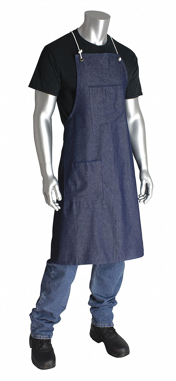 Bib Apron, 45inLx36inW, Blue, 8 mil, PK12