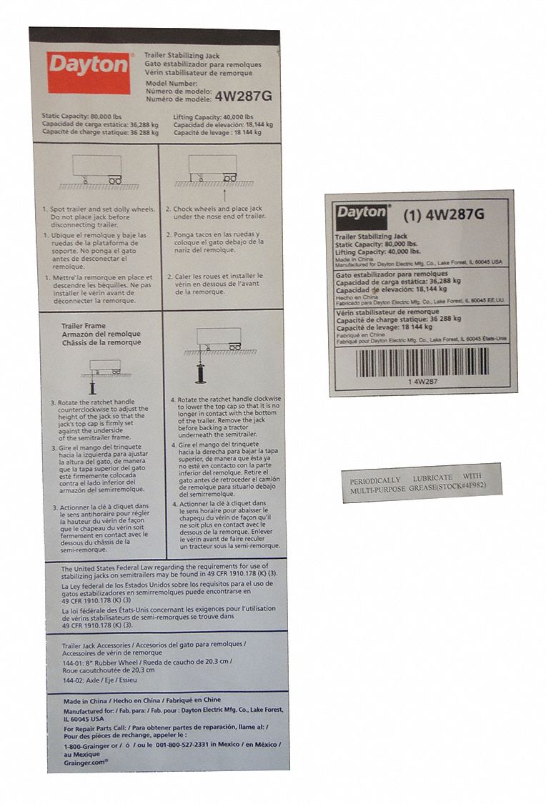 Instruction Label: MH4W28701G