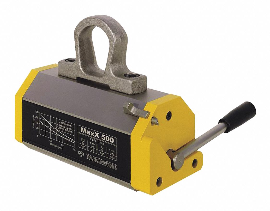 Lifting Magnet: MaxX, 1,100 lb Flat Capacity, 440 lb Round Capacity, 9 7/8 in x 4 in Overall Size
