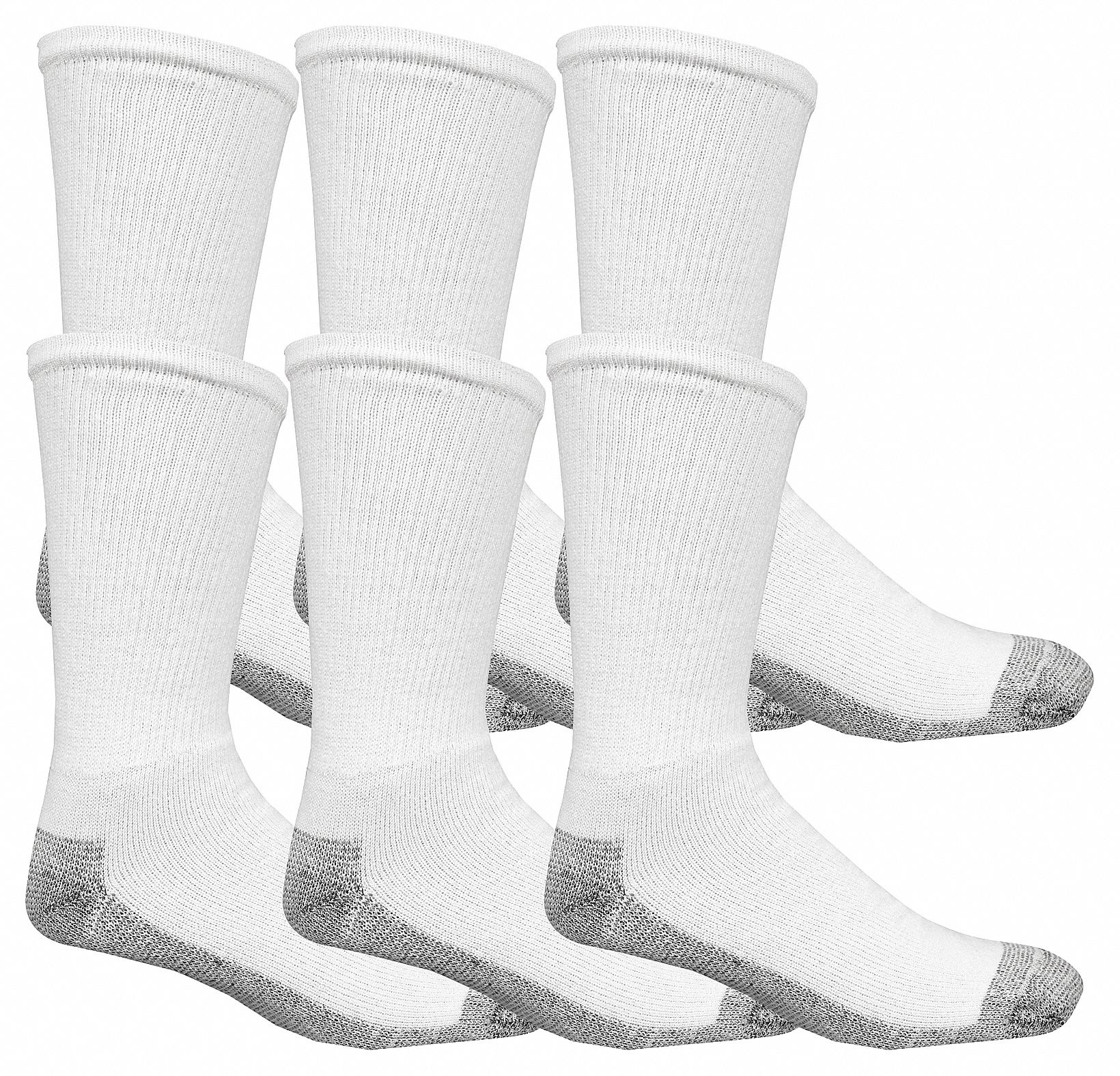 Socks: Over-the-Calf, Men's, 13 to 15 Fits Shoe Size, White, Cotton, FRUIT OF THE LOOM, 6 PK