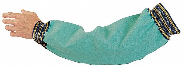 FLAME-RESISTANT SLEEVE, GREEN, COTTON, ELASTIC CUFF, 18 IN LENGTH