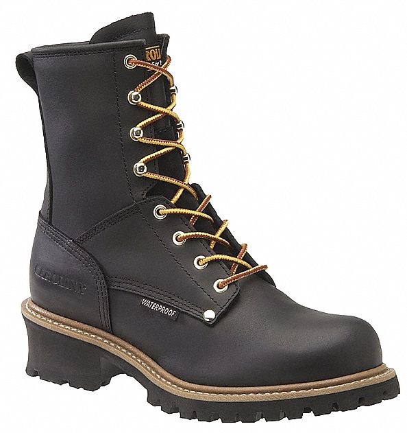 Logger Boot: Men's, Size 9, EE, Black, Steel Toe Cap, Removable Insole