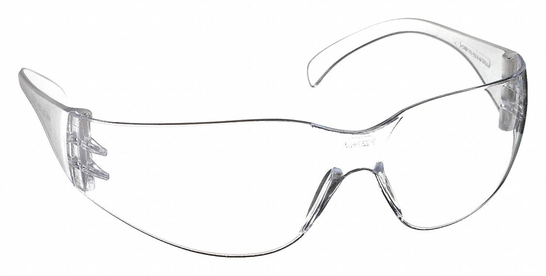 SAFETY GLASSES, FRAMELESS, WRAPAROUND, CLEAR, PC, ANTI-SCRATCH, CSA Z94.3, M, UNISEX