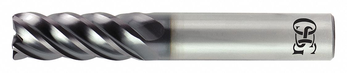 Corner Radius End Mill: Carbide, EXO Coated, 5 Flute, 1" Mill Dia, 1-1/2" LOC, 0.03" Rad, 4" OAL