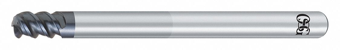 Corner Radius End Mill: Carbide, WXS Coated, 3 Flute, 10 mm Mill Dia, 15 mm LOC, 2 mm Rad