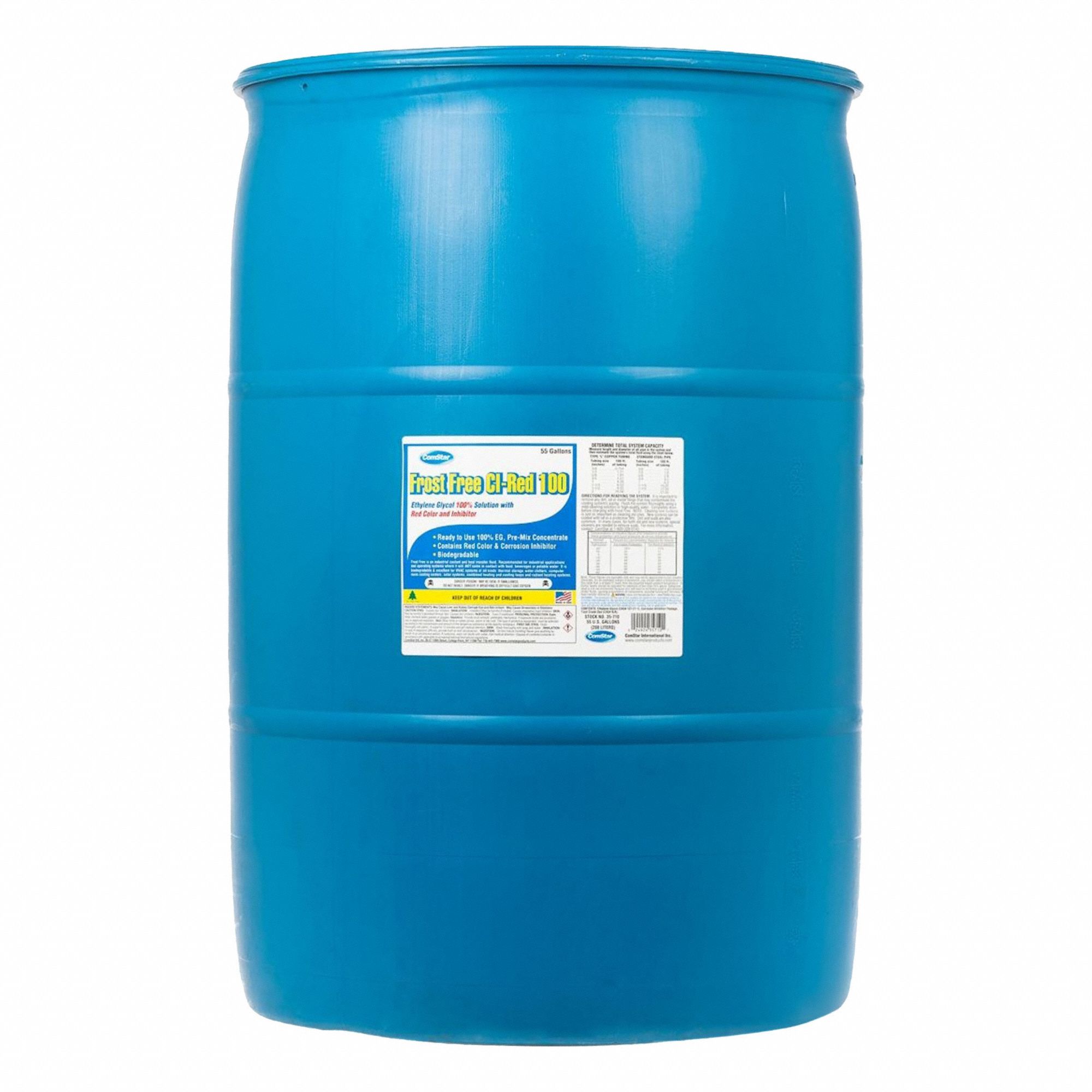 Antifreeze: Frost Free CI-100, Not Food Safe, 100% Concentration, Red, 55 gal Drum