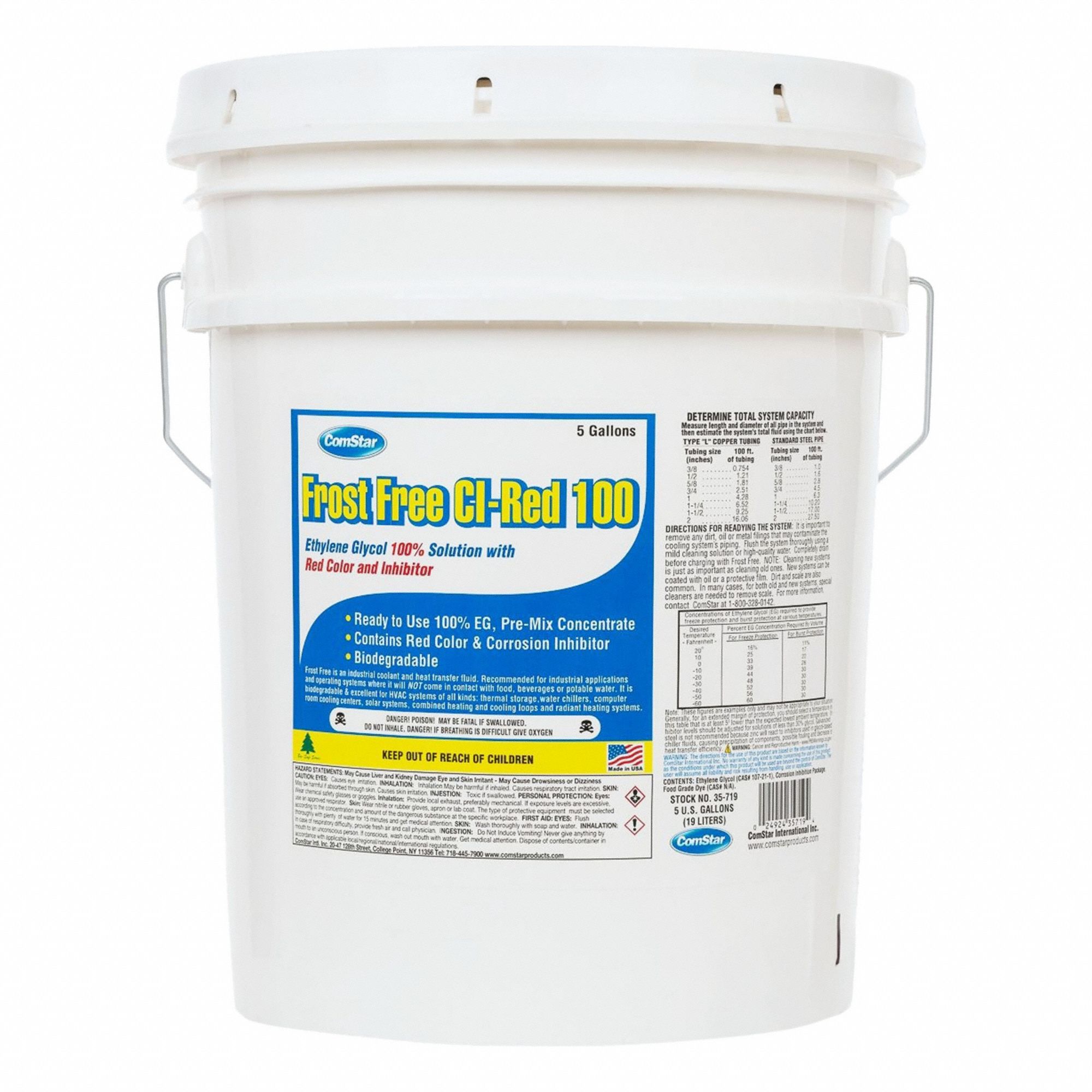 Frost Free CI-Red 100: Frost Free CI-100, Not Food Safe, 100% Concentration, Red, 5 gal Pail
