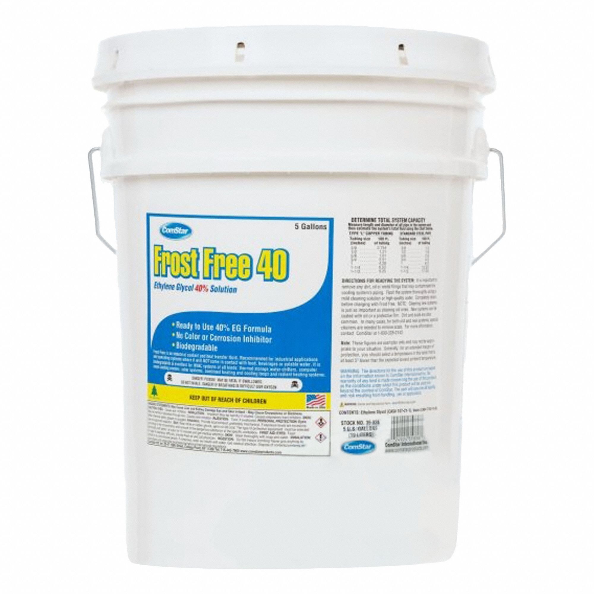 Frost Free 40: Frost Free 40, Not Food Safe, 40% Concentration, Clear, 5 gal Pail