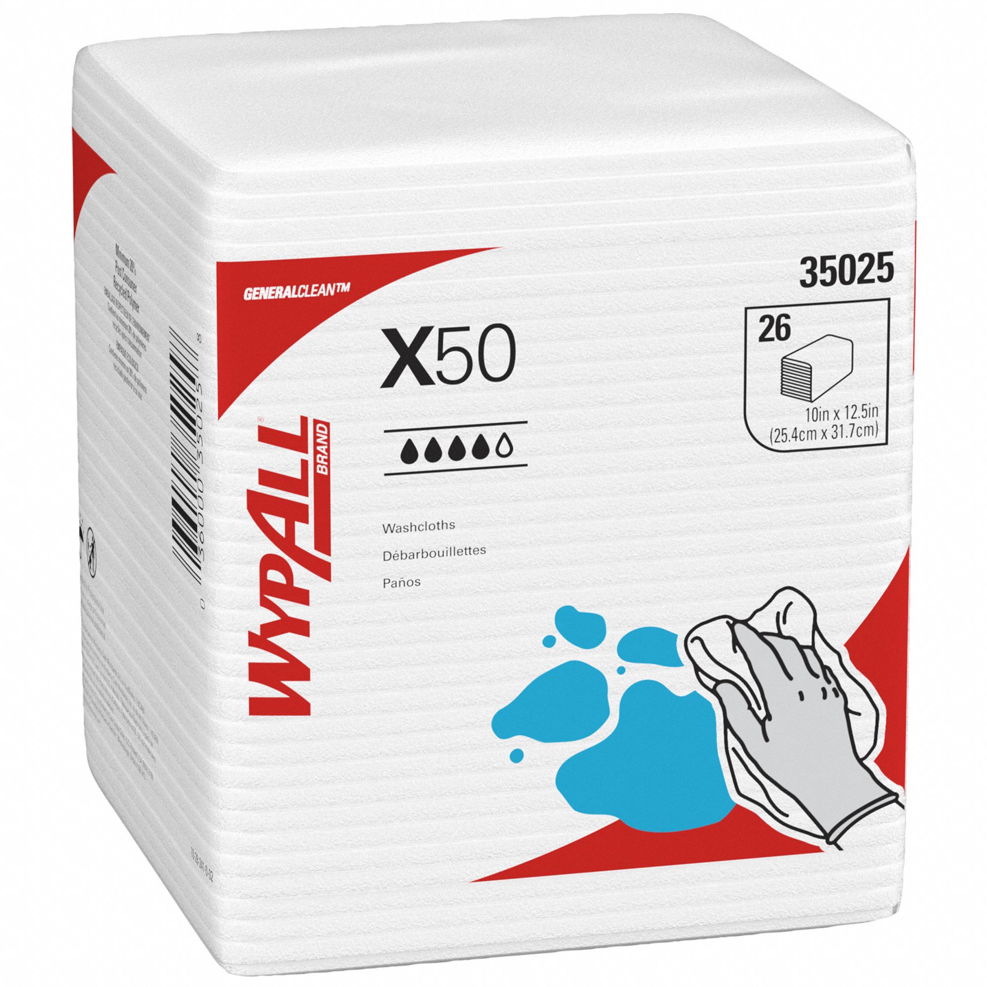DRY WIPE, ¼ FOLD, LIGHT ABSORBENCY, GOOD WET STRENGTH, WHITE, 32 PK