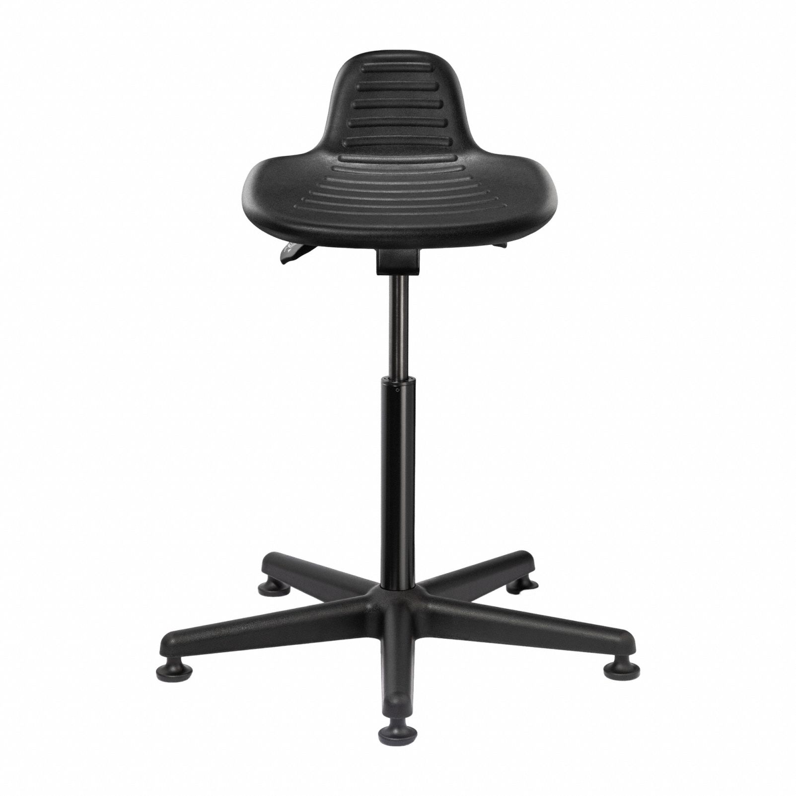 Sit/Stand Stool: 32 in Overall Ht, Pneumatic Lever, 22 in min to 32 in max, No Backrest, Black