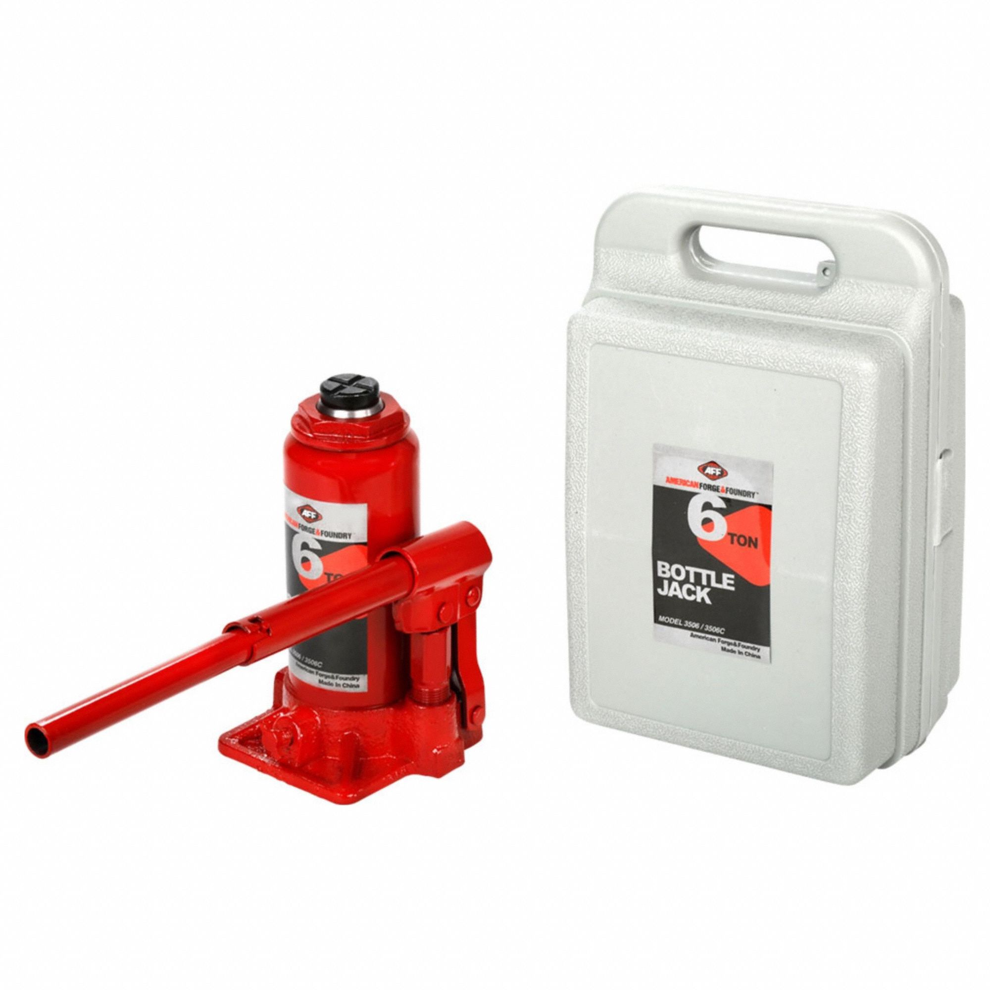 Bottle Jack: Steel, Manual, Mechanical, 6 ton Load Capacity, 8 in Min Lift