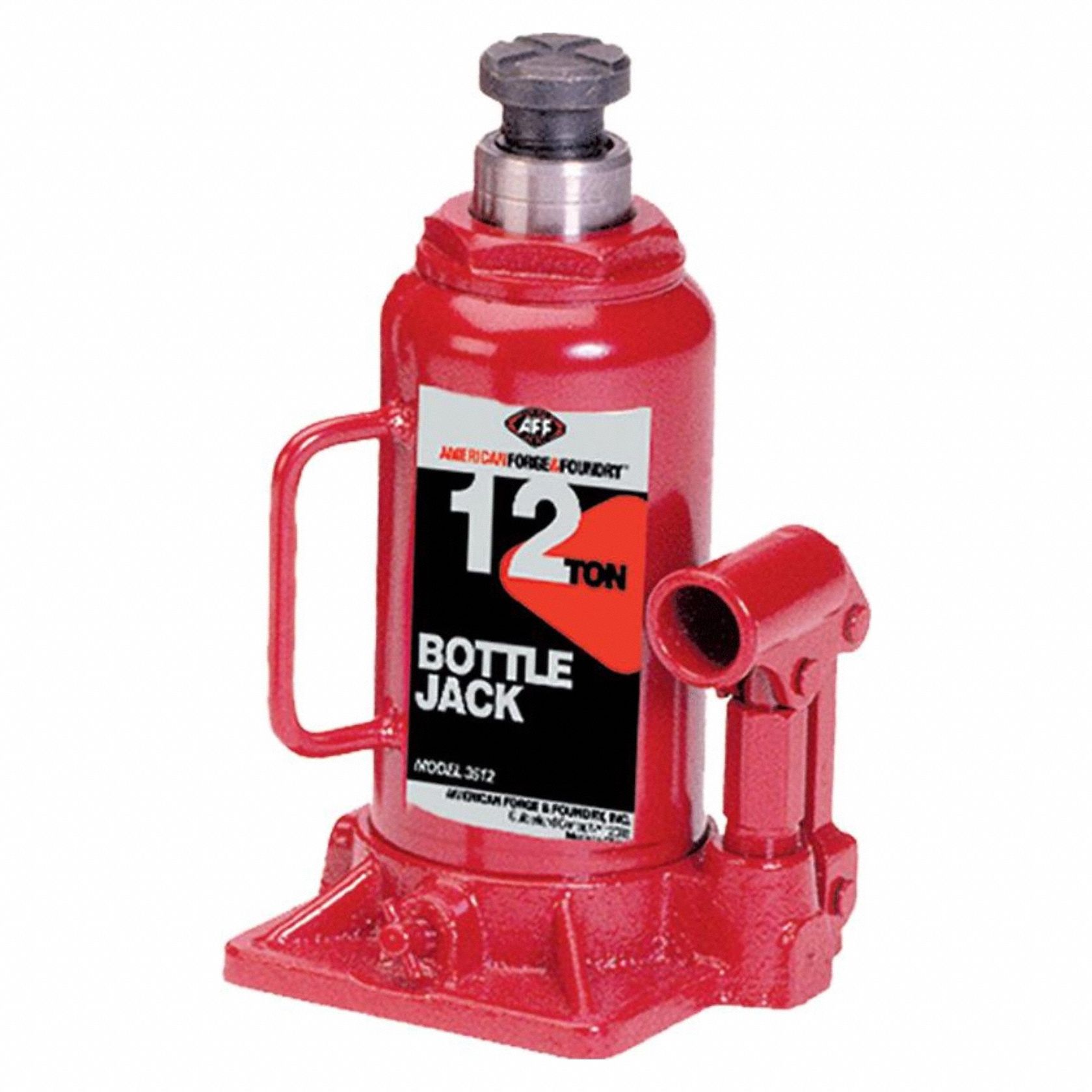 Bottle Jack: Steel, Manual, Mechanical, 12 ton Load Capacity