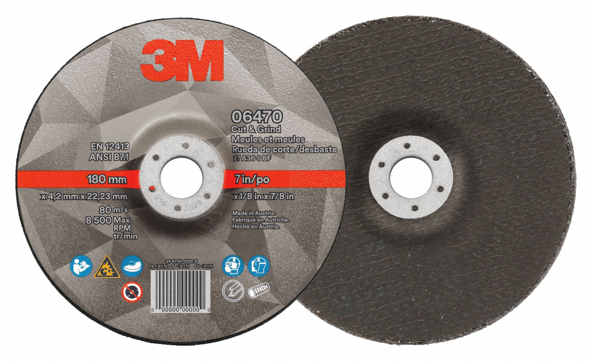 CutOff&GrindWhl, 7/8"CN, UnthreadHle, PK20