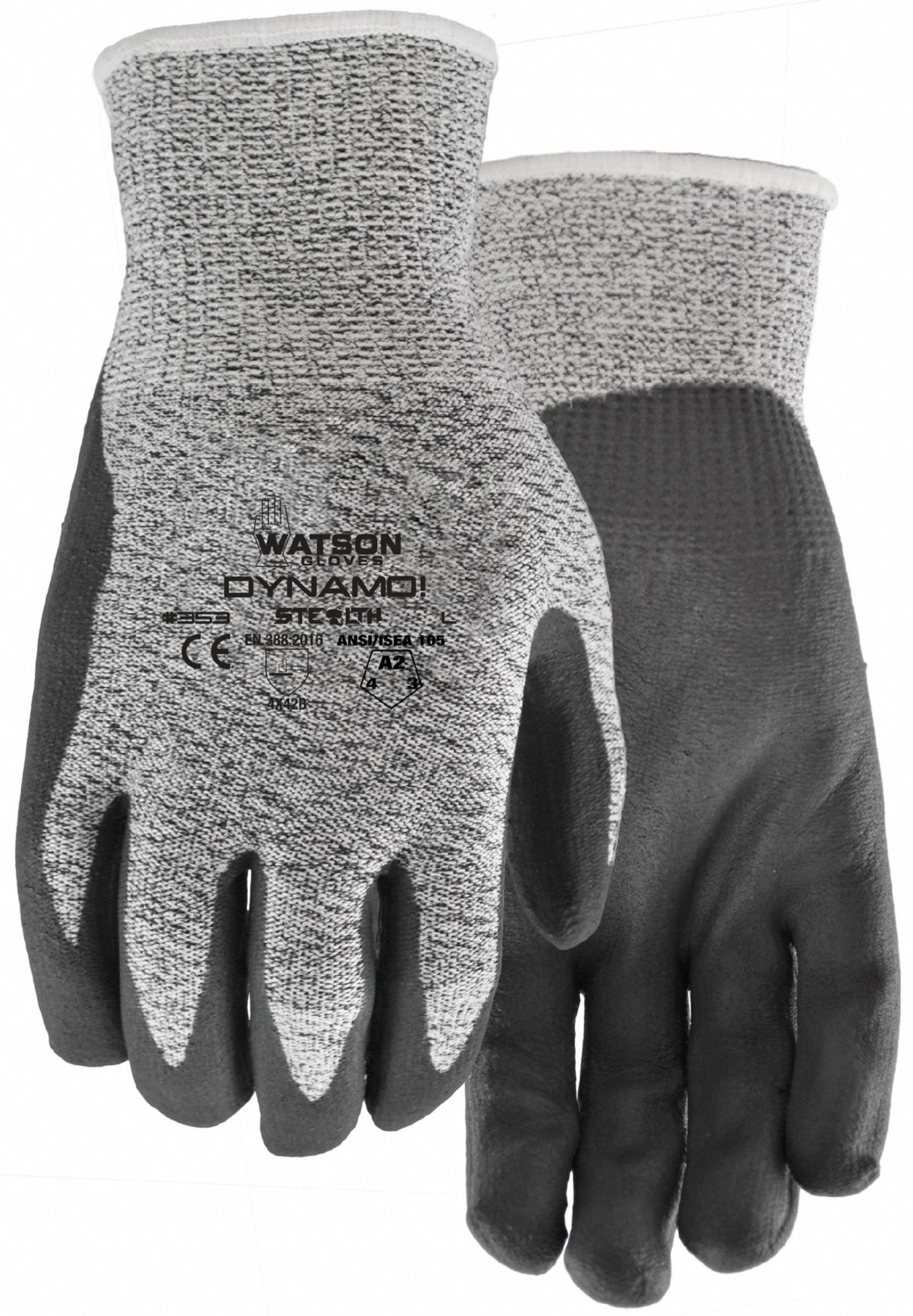 Knit Gloves: 2XL ( 13 ), ANSI Cut Level A2, Palm, Dipped, Nitrile, Textured, 1 PR