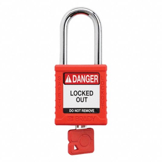 Padlock Plastic RED 1.5in Stl KeyCode16 - Grainger