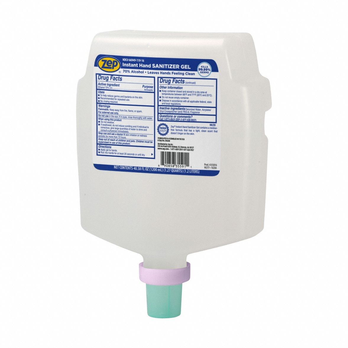 Hand Sanitizer: Fuzion Series, Gel, Cartridge, 1, 200 mL, Requires Dispenser, Lemon, 4 PK