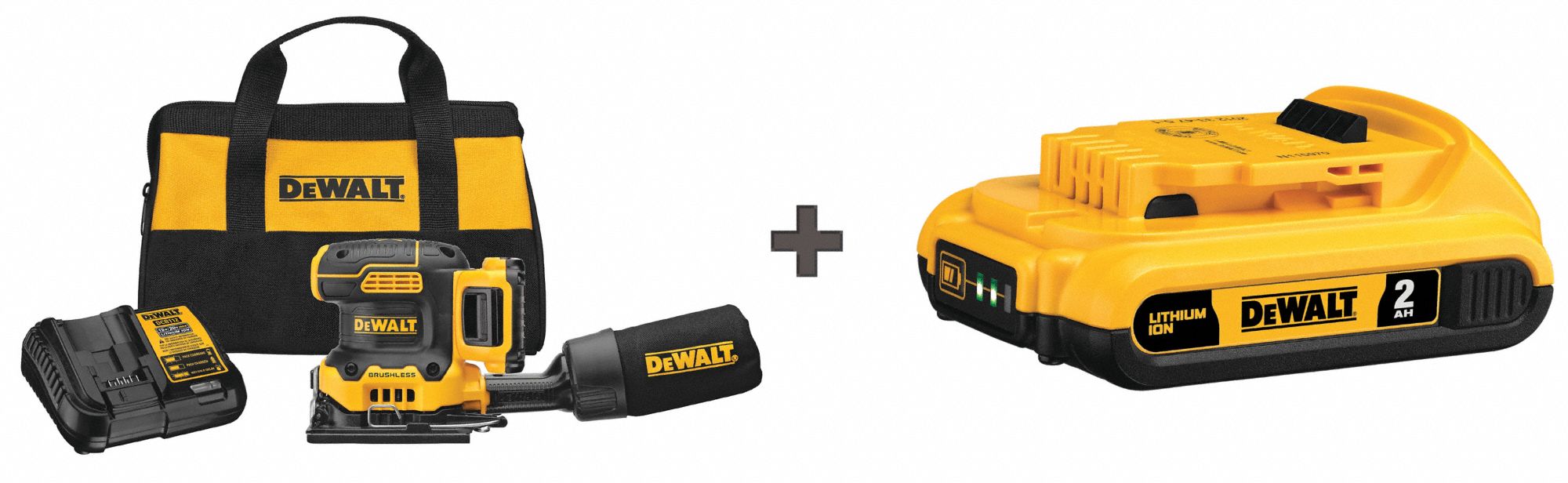 DEWALT, 20 V Volt, 1/4 in Size, Cordless Sander Kit 355RU2DCW200D1