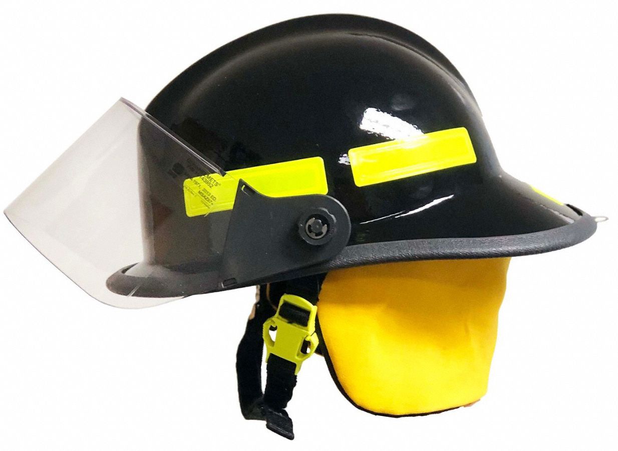 MSA Casco de Bombero , material Fibra de Vidrio , Color Negro , Matraca ,  talla 6-3/8 a 8-3/8 - Cascos para Rescate y Combate de Incendios - 355TL2