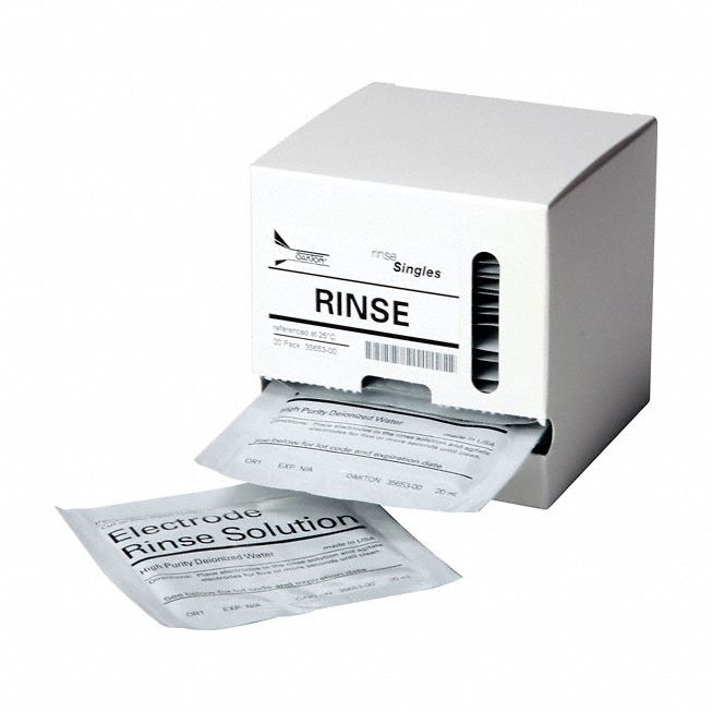 OAKTON, 20 mL Packet, 20, Electrode Rinse Solution 9ADG93565300