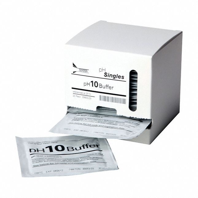 Buffer - pH 10.00: ACS, 20 mL, 144-55-8/497-19-8/62625-21-2/7732-18-5, 10.00 pH, Solution, Pouch, 20
