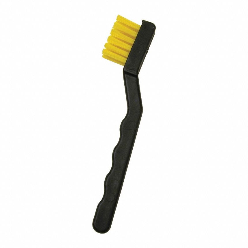 Dissipative Brush: 6 in Overall Lg, Nylon, Polypropylene, Non-Sparking, Yellow, 5/8 in Bristle Lg