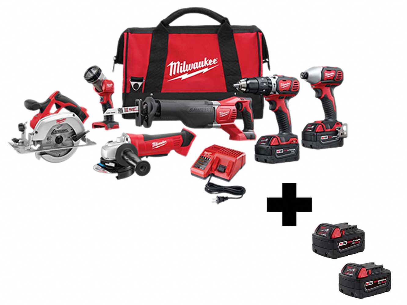 Cordless Combination Kit, 18V, 6 Tools
