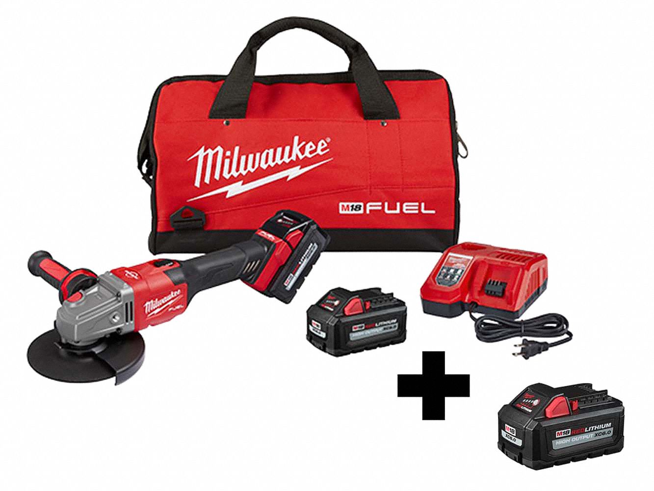 MILWAUKEE Cordless Angle Grinder Kit, 18V, 9000 RPM 356XH8298122 48