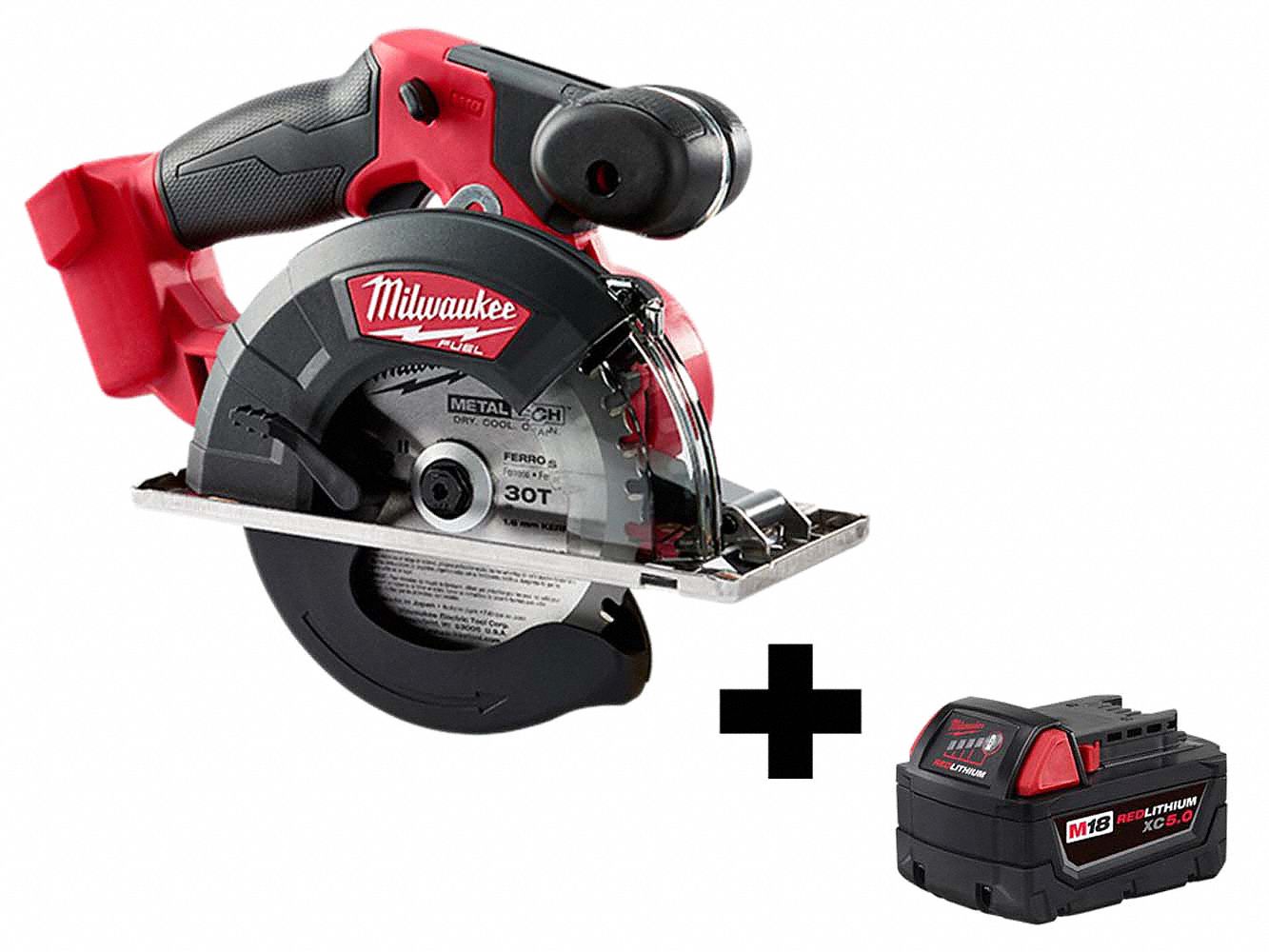 Circular Saw: 5 3/8 in_5 7/8 in Blade Dia., Right, 2 in Max. Cutting Dp @ 0 Deg., 0°to 50°