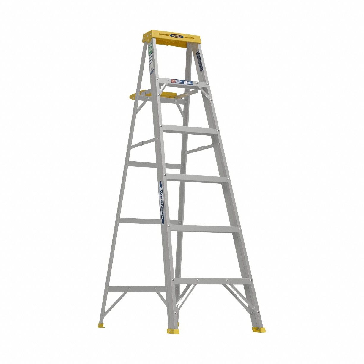 Stepladder: 6 ft Ladder Size, Aluminum, 225 lb Load Capacity, 10 lb Wt, 1.9 ft Standing Ht