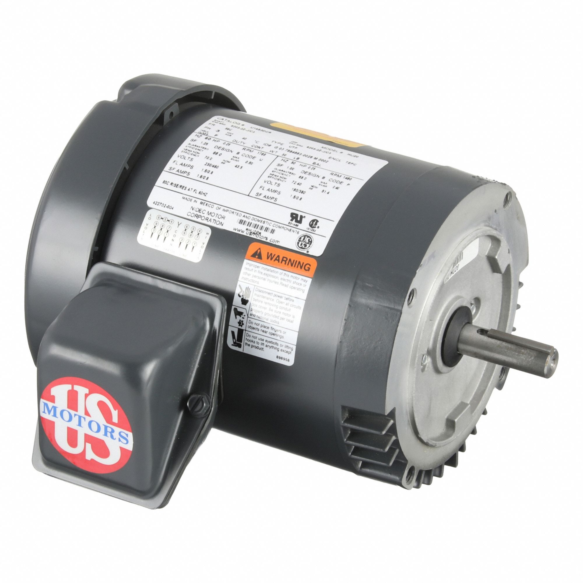 General Purpose Motor: Totally Enclosed Fan Cooled, C-Face Mount, 1/4 HP, 208-230/460V