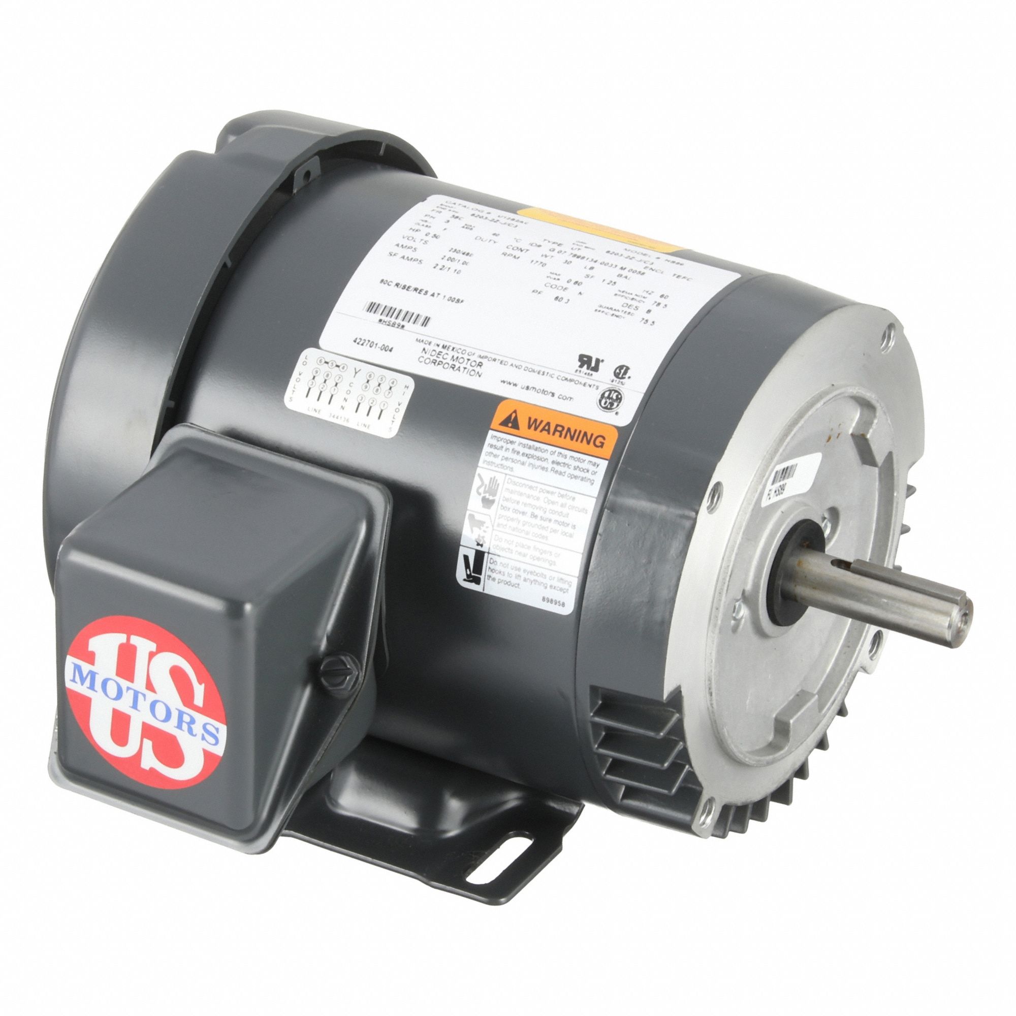 General Purpose Motor: Totally Enclosed Fan Cooled, Rigid Base Mount, 1/2 HP, 56C Frame