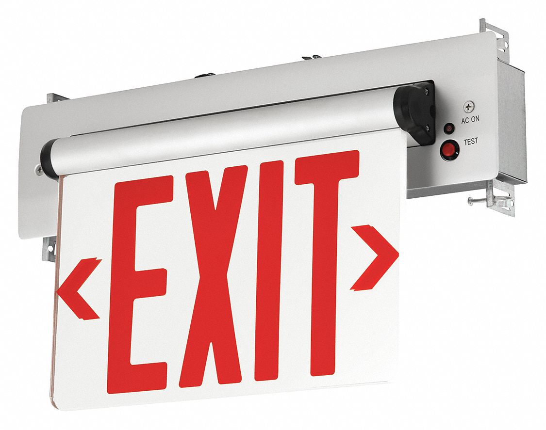 Edge-Lit Exit Sign LED Battery BackUp Rd