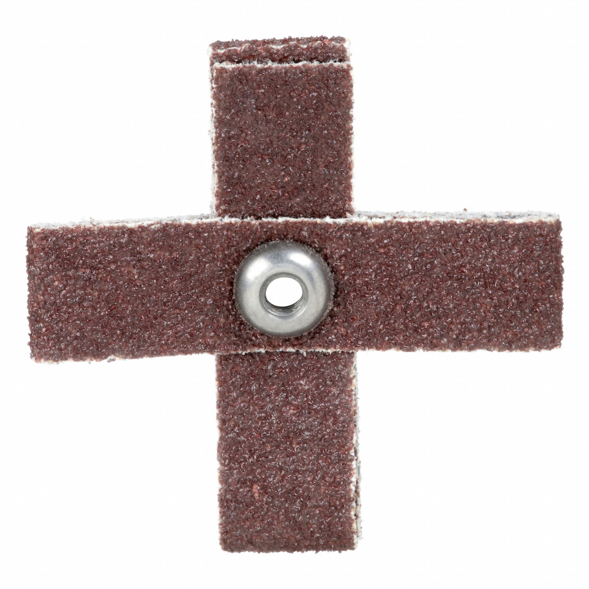 Cross Pad: 2 in W x 2 in L, #8-32 Eyelet, Aluminum Oxide, P60 Grit, X Wt Cotton, R228