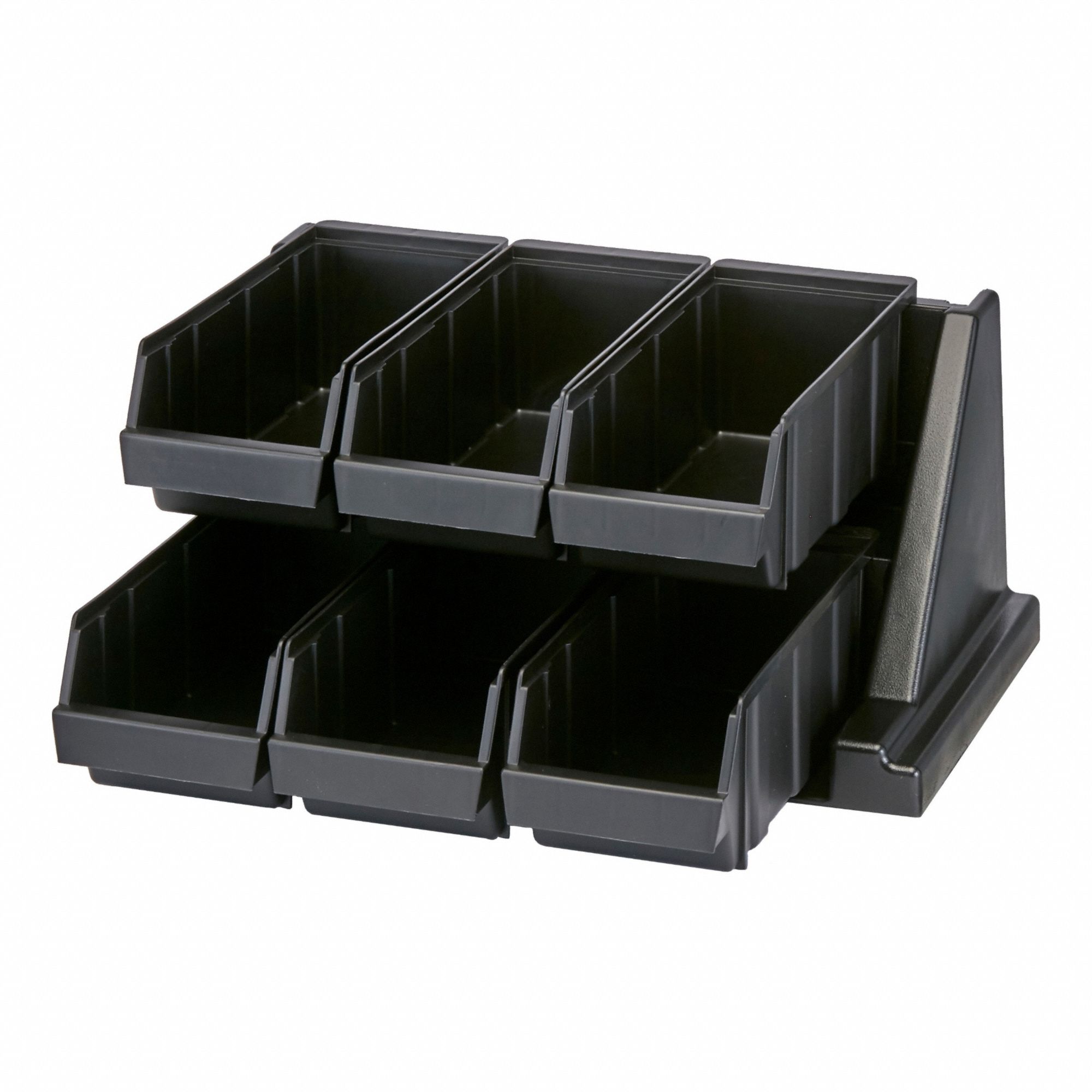 Condiment Organizer: 6 Compartments, Black, 20 1/8 in Overall Wd, 17 1/4 in Overall Dp