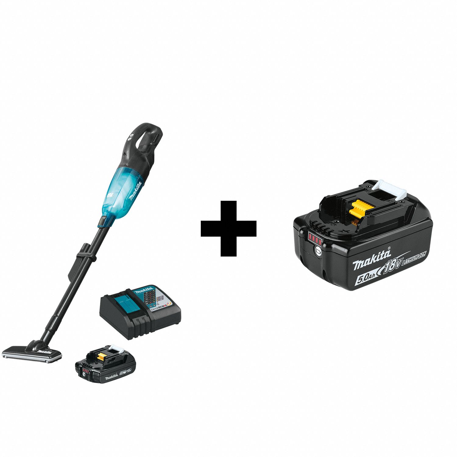 MAKITA Cordless Upright Vacuum 8 1/2 in Cleaning Path Wd, 53 cfm