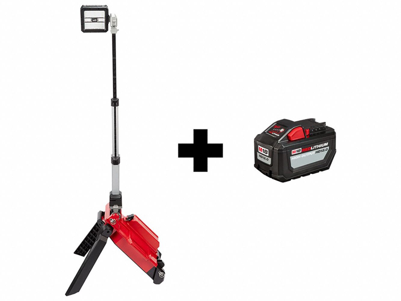 MILWAUKEE, M18, Battery Included, Cordless Tripod Light 359WJ12120