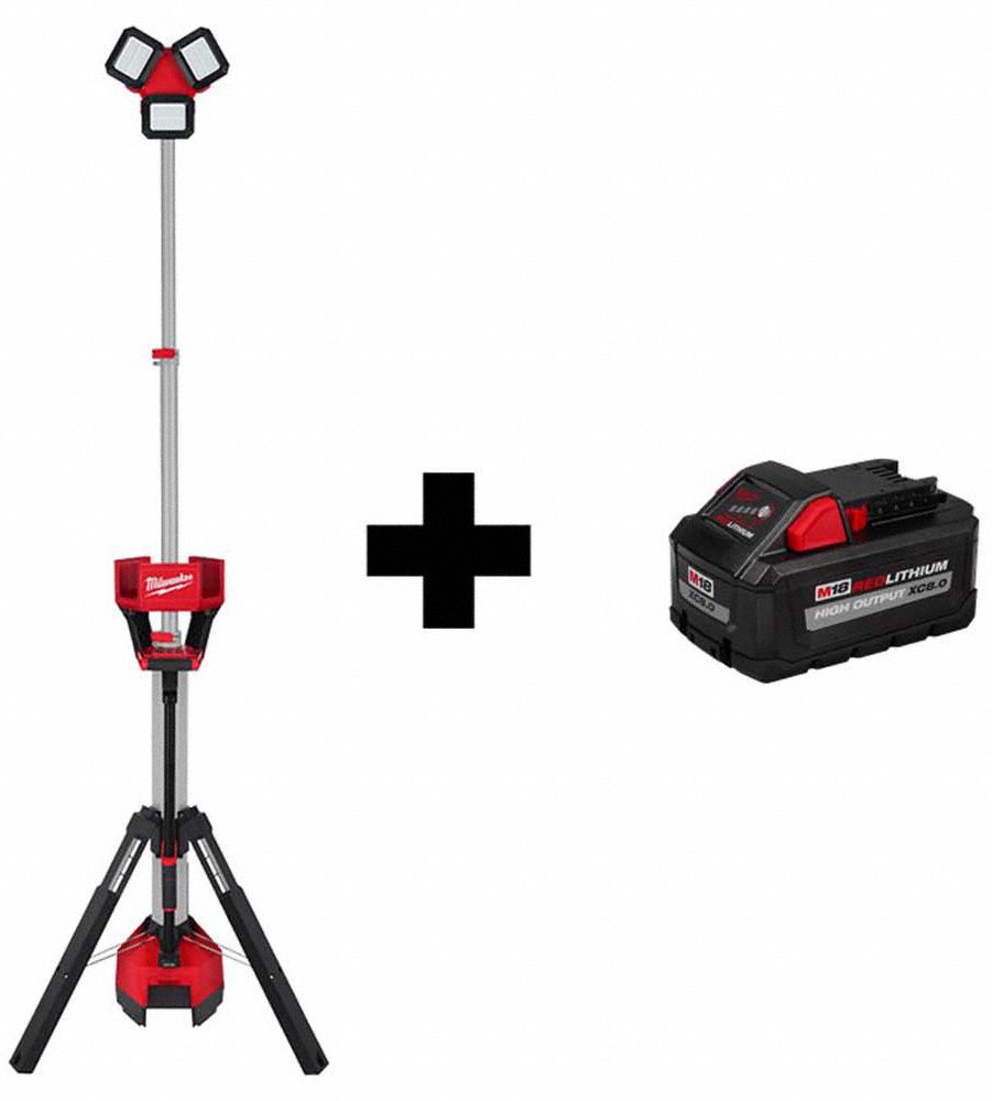 MILWAUKEE, M18, Battery Included, Cordless Tripod Light - 359YW0 