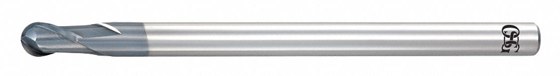 Ball End Mill: Carbide, WXL Coated, 2 Flute, 1/2" Mill Dia, 1/2" LOC, 4" OAL