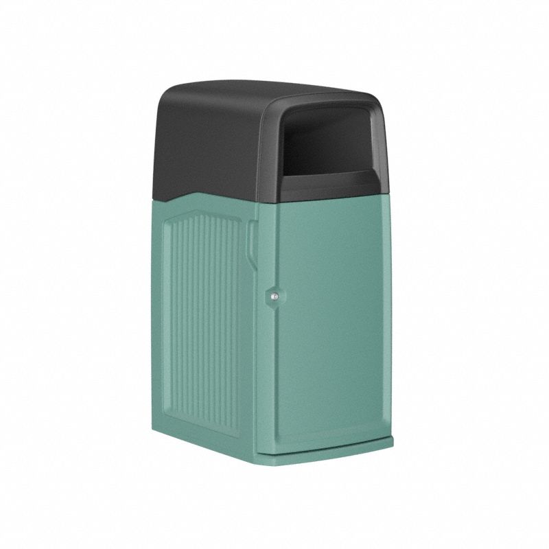 Safe Bin: Rectangular, 35 gal Container Capacity, Flat with Side Opening Top, Lockable, Aqua