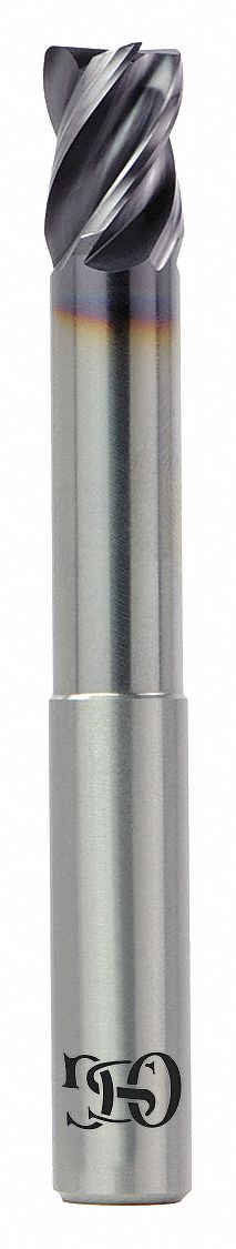 Corner Chamfer End Mill: Carbide, TiAlN Coated, 4 Flute, 1" Mill Dia, 1-1/8" LOC, 0.02" Chf