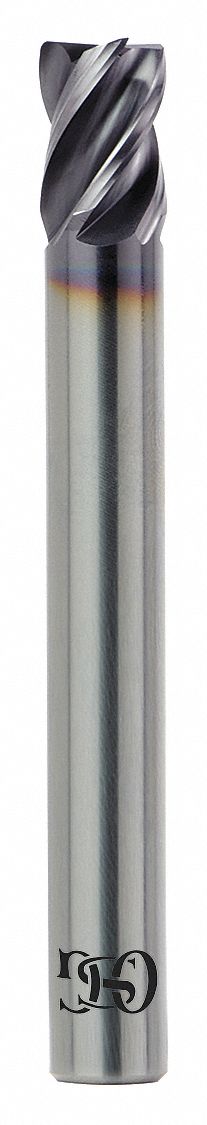Corner Chamfer End Mill: Carbide, TiAlN Coated, 4 Flute, 1" Mill Dia, 1-1/8" LOC, 0.02" Chf