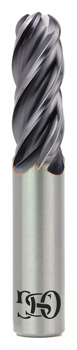Ball End Mill: Carbide, TiAlN Coated, 4 Flute, 1-1/4" Mill Dia, 2-1/4" LOC, 5" OAL, List VG441BN