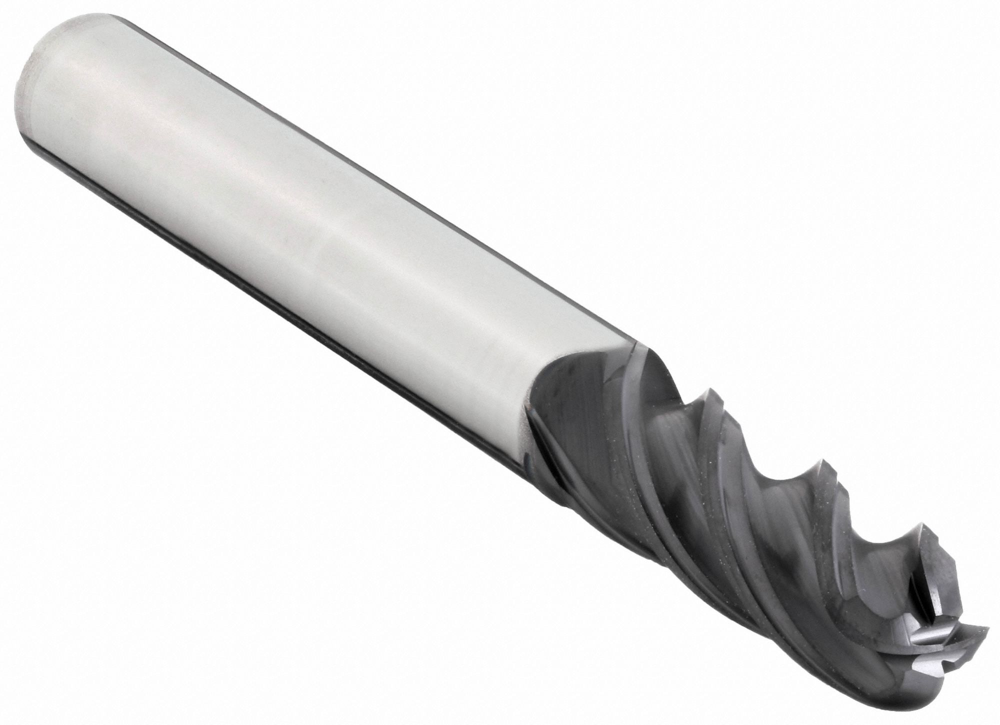 Ball End Mill: Carbide, TiAlN Coated, 4 Flute, 1/4" Mill Dia, 3/4" LOC, 2-1/2" OAL, List VG441BN