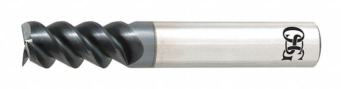 Square End Mill: Carbide, TiAlN Coated, 3 Flute, 1/2" Mill Dia, 1" LOC, 3" OAL