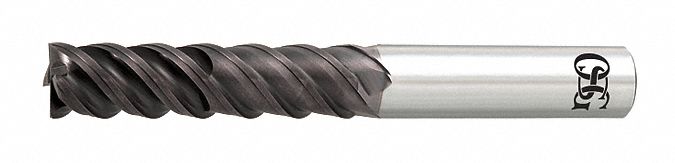 Square End Mill: Carbide, TiAlN Coated, 4 Flute, 12 mm Mill Dia, 30 mm LOC, 102 mm OAL